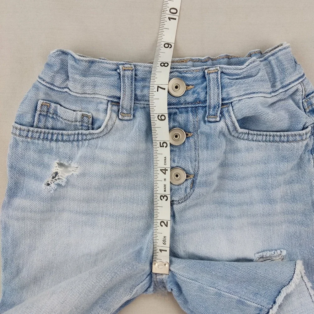 The Children's Place Shorts Girls 5 Blue Girlfriend Distressed Button Fly Frayed